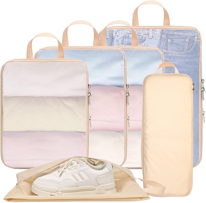 Cambond Compression Packing Cubes for Travel - Lightweight Expandable Travel Bags Luggage Organizers Travel Essentials Compression Cubes for Travel Space Saver for Carry on Suitcases Organizer