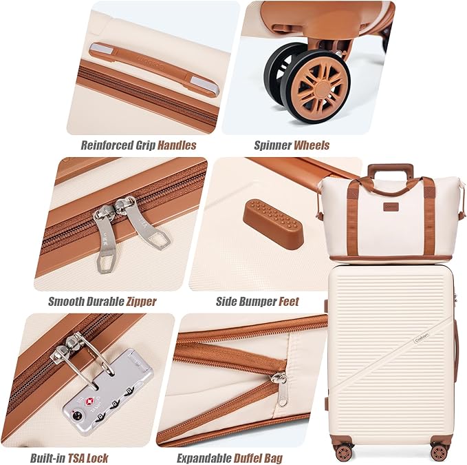 Luggage Sets 5 Piece Suitcases with Wheels, Suitcase Set ABS Hard Case Luggage with TSA Lock Spinner Wheels Durable Travel Luggage (5-Piece Set(20"/24"/28"))