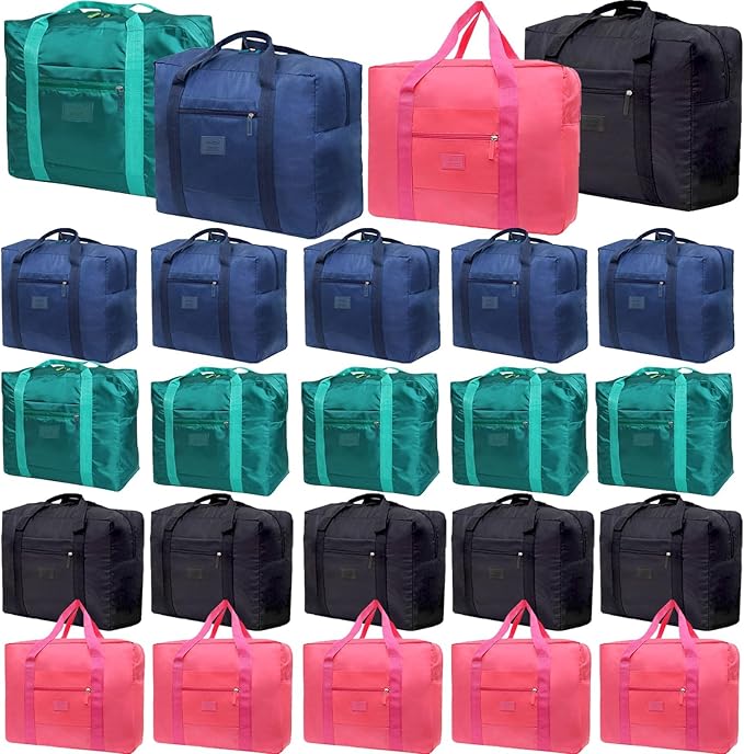 Travel Duffel Bag 24 PCS Foldable Travel Bag Carry on Luggage Bag Waterproof Tote Sports Gym Bag Lightweight Large Weekender Overnight Bag for Women and Men (24 PCS)