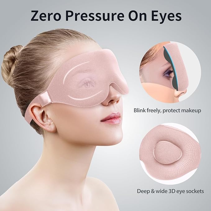 NEWVANGA Sleep Mask for Back and Side Sleeper, Block Out Light, Luxury Sleeping Eye Mask of 3D Night Blindfold, Zero Pressure Breathable Travel Eye Cover Pink