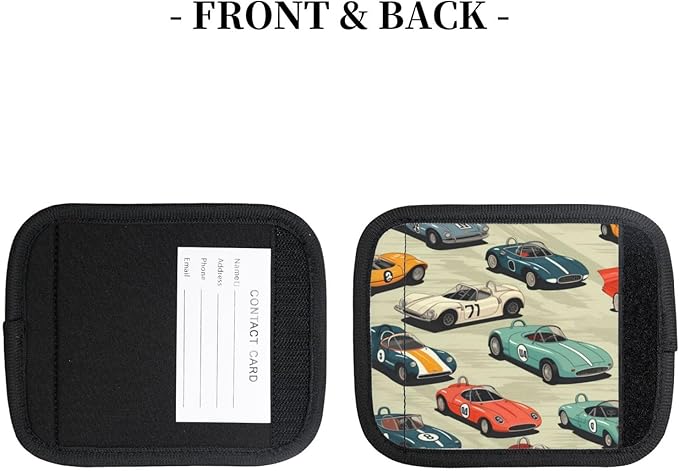 Luggage Handle Wraps Cool Race Cars Pattern Luggage Identifiers Soft Neoprene Luggage Handle Wraps For Suitcase Trolley Handle Grip Cover 2 Pack Luggage Tags