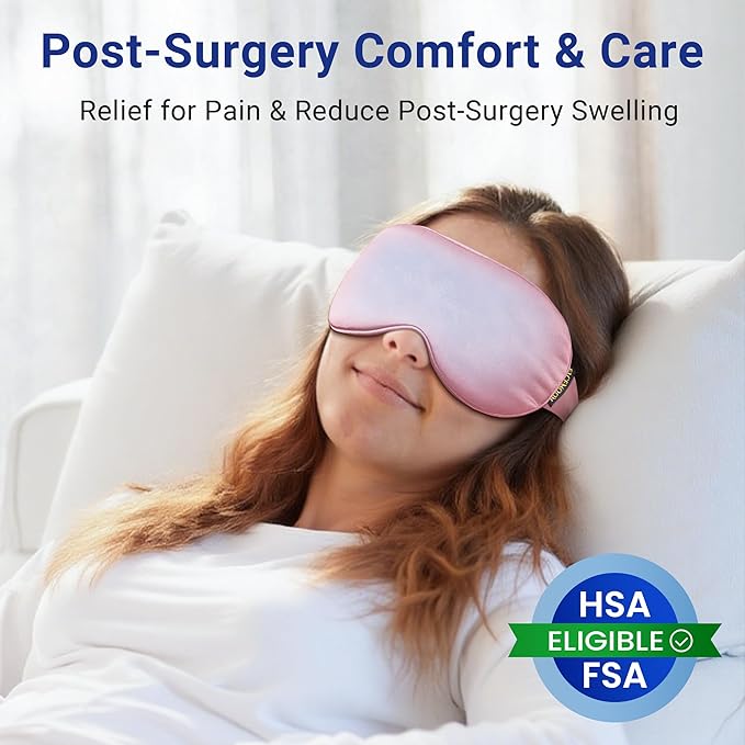 Self Care Gifts for Women: Cooling Eye Mask for Eye Care - Fsa Eligible Items Migraines Headache Relief Ice Pack Mask Products - Cold Compress for Puffy Eyes - Relaxing Mothers Day Gifts (Pink)
