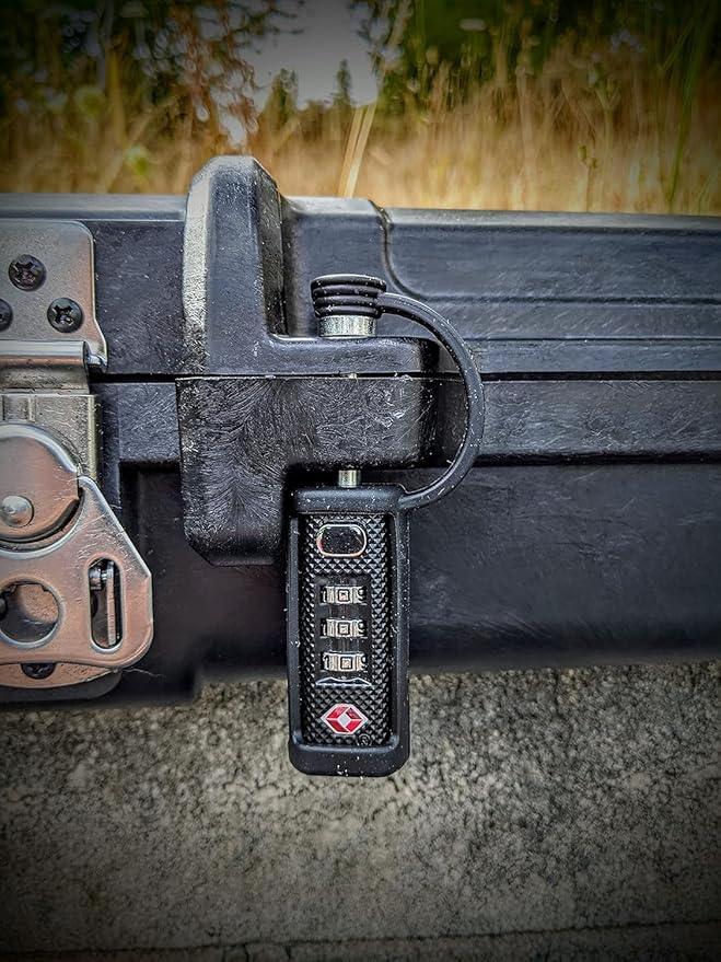 TSA Approved Tactical Gun Case Lock - Protective Rubber Sleeve & Cut-Resistant MonoShaft - Secure Single Shaft Padlock for Guns Luggage Rifles Pistols & Revolver Cases - Child Safe