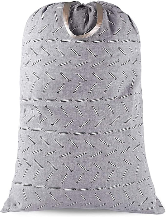 Extra Large Laundry Bag with Drawstring and Handle, Heavy Duty Travel Dirty Clothes Bag for Laundromat and Household, Durable Rip-Stop Laundry Hamper Liner, 28 x 40 Inch, Gray Match