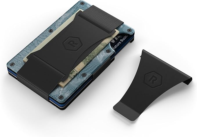 Ridge Wallet for Men - Slim Minimalist Compact Wallet and Card Holder, RFID Protected Front Pocket Wallets for Men with Integrated Cash Strap