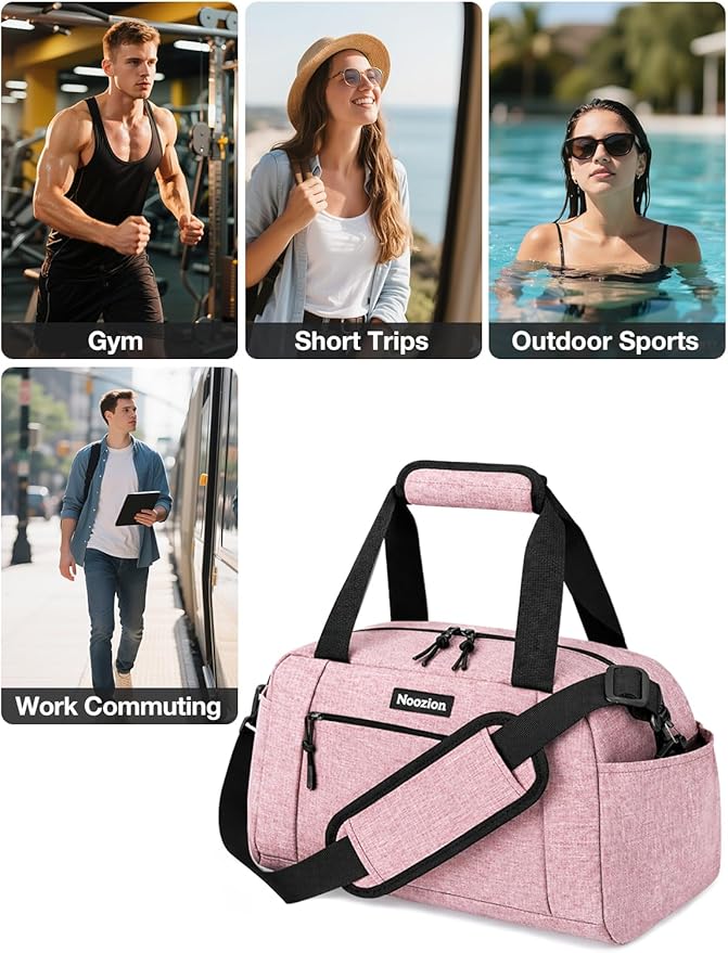 Noozion 14 inch Small Gym Bag for Women & Men, Lightweight Carry On Mini Duffle Bag with Multiple Pockets, Sports Bag for Travel and Workout.