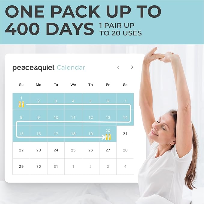 Peace&Quiet PQ Small Ear Plugs for Sleeping - 40 Earplugs for Sleep, Snoring, Small Ear Canals, Noise Cancelling 32 dB, Sound Blocking, for Women and Men