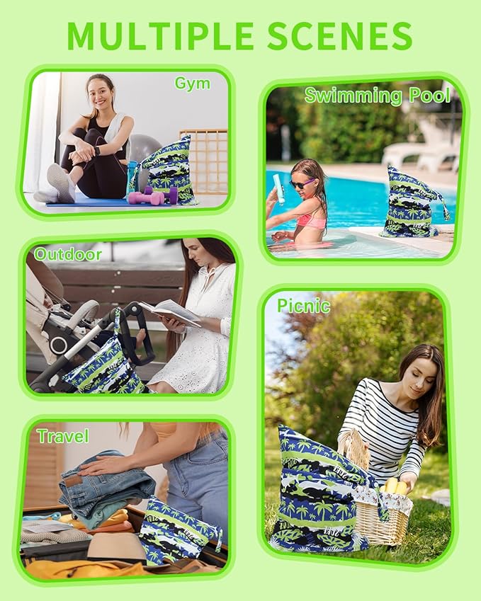 babygoal Hawaii Wet Dry Bags 3 Pack, Waterproof Travel Bags for Swimsuits, Beach, Pool, Gym,Food Storage and Wet Clothes,3LN41-B