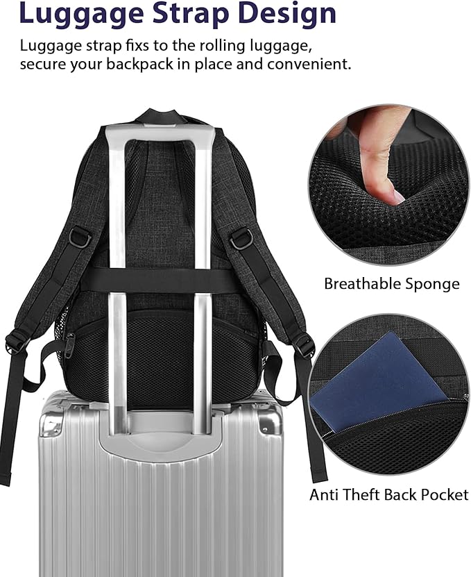 MATEIN Extra Large 50 L Travel Laptop Backpack, Water Resistant Work Computer Backpack with Anti Theft Pocket, TSA Friendly Business Daypack with Multiple Organizer Pockets for Men, Black Grey
