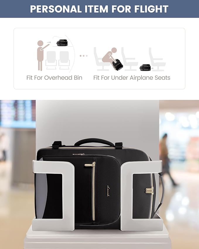 LOVEVOOK Travel Backpack for Women & Men 50L,Airline Approved Carry On Backpack Travel Essentials,TSA Carry on Luggage,Waterproof Personal Item Travel Bag,Suitcase with 3 Packing Cubes,Black-Grey