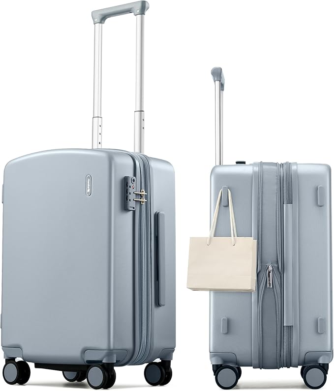 Hanke Expandable Carry On Luggage 22x14x9 Airline Approved, 20 Inch Hard Shell Suitcases with Wheels, Lightweight Travel Luggage Carry On Suitcase for Woman & Men with Tsa Lock(Grey)
