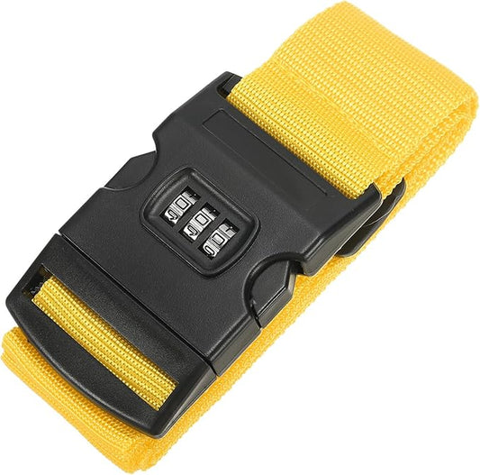 PATIKIL Luggage Straps, Suitcase Straps Adjustable Luggage Belts Strap with Combination Lock for Luggage Suitcases Travel, Yellow