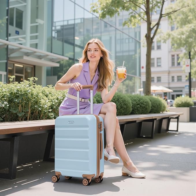 Luggage Sets 3 Piece,Suitcases with Wheels,Carry On Luggage Set,ABS Hard Case Luggage with TSA Lock Spinner Wheels(3 Piece Sets,Blue(20"/DB/TB))