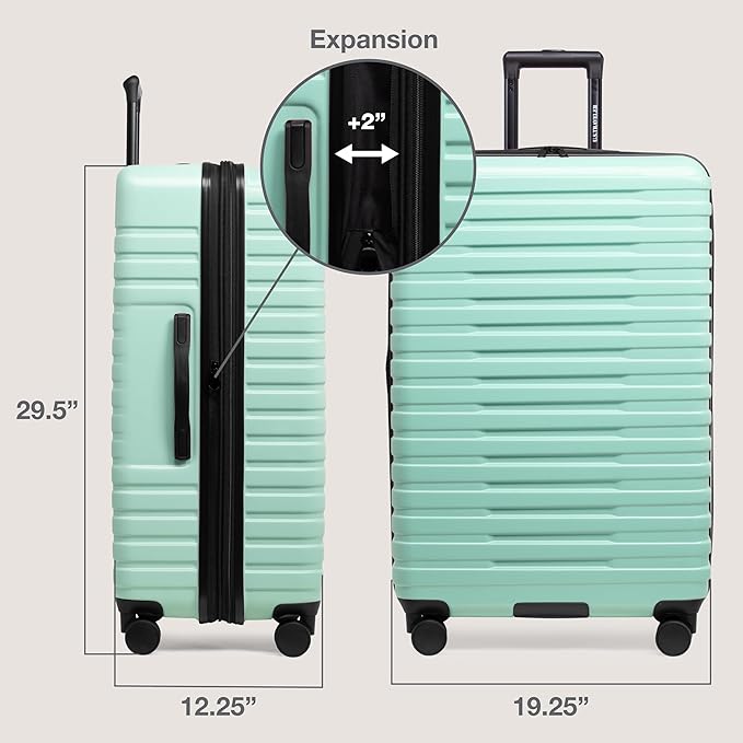 U.S Traveler Boren Expandable Hardside Rugged Travel Luggage with 8 Spinner Wheels, Mint, 2-Piece Set