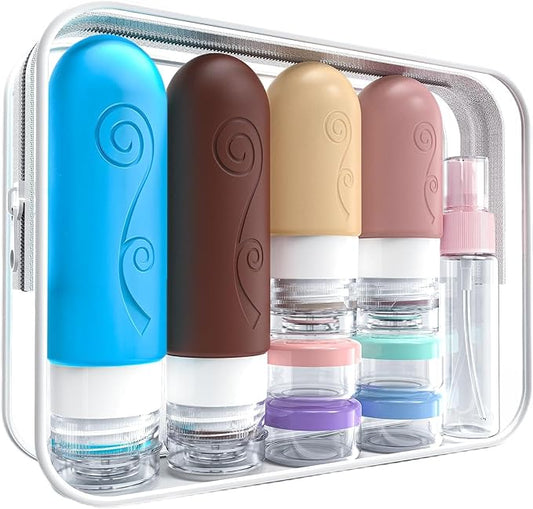 16 Pack Travel Bottles Set for Toiletries, TSA Approved Travel Containers Leak Proof Silicone Squeezable Travel Accessories 2oz 3oz for Shampoo Conditioner Lotion Body Wash (BPA Free) (Multicolored)