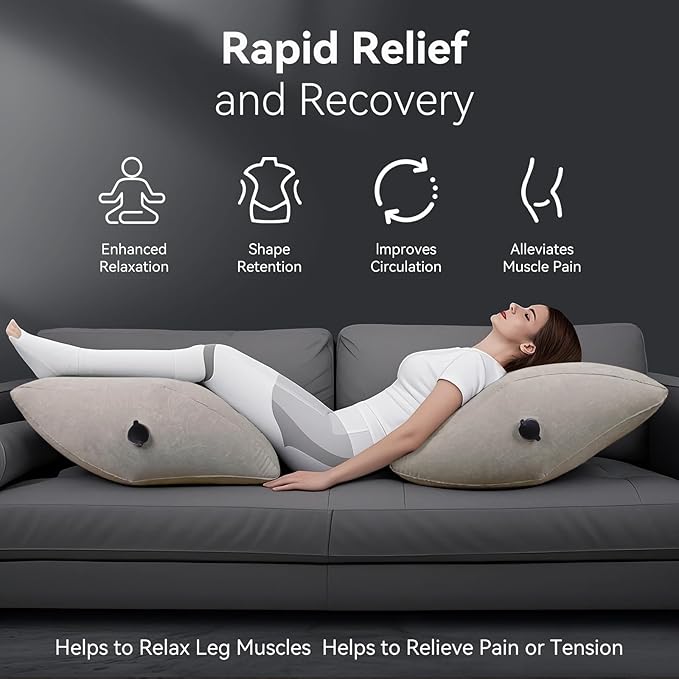 lefeke Inflatable Wedge Pillow for Sleeping,Inflatable Leg Elevation Pillow for Swelling, Circulation, Leg & Back Pain Relief, Portable Leg Pillow with Storage Bag,Breathable Suede Material