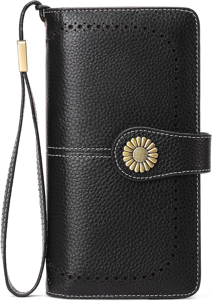SENDEFN Wallets for Women Leather Credit Card Holder with RFID Blocking Large Capacity Wristlet | with RFID Blocking, Large Capacity, Wristlet, with RFID Blocking, Large Capacity, Wristlet