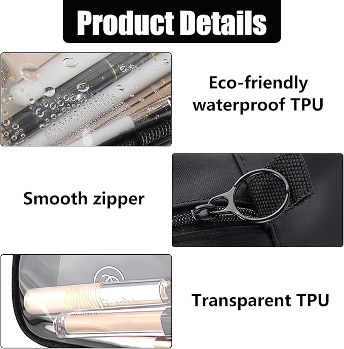 Clear Makeup Bags with Zipper, TSA Approved Travel Toiletry Bag,Clear Cosmetic Bag, Waterproof Make Up Bag for Women, Car Bag Organizer & Car Organization Essentials