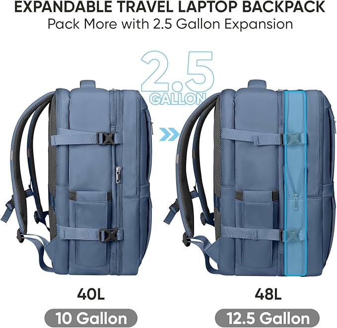 BALEINE Travel Backpack for Women Men, Large Sturdy Carry On Laptop Backpack Gifts for Business, Casual, Weekender, Hiking (XL, Dusty Blue)
