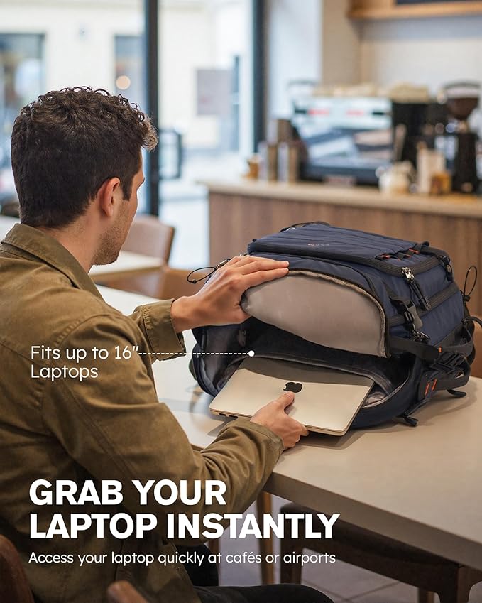 Tolaccea Travel Backpack Carry On 40L, Large Laptop Backpack with 3 Packing Cubes, Flight Approved Duffel Luggage Bag for Men Women, Water-resistant Business Rucksack Daypack, Fits 15.6" Laptop, Navy