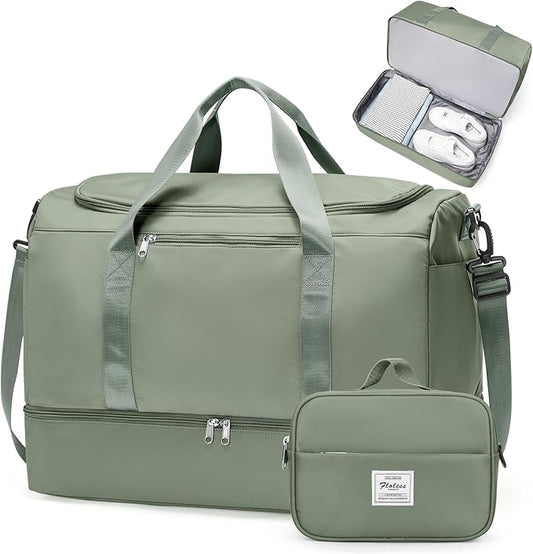 Extra Large Travel Duffle Bag,Carry on Overnight Weekend with with Shoes Compartment & Toiletry Bag,Weekender Bags for Women for Travel Business Trips Sport Hospital