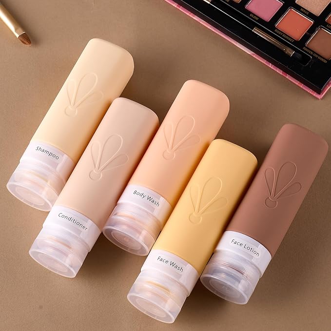 INSFIT Travel Bottles for Toiletries, TSA Approved 3oz Travel Size Toiletries, BPA Free Leak Proof Squeezable Silicone Tubes Travel Essentials for Shampoo Conditioner Lotion Soap