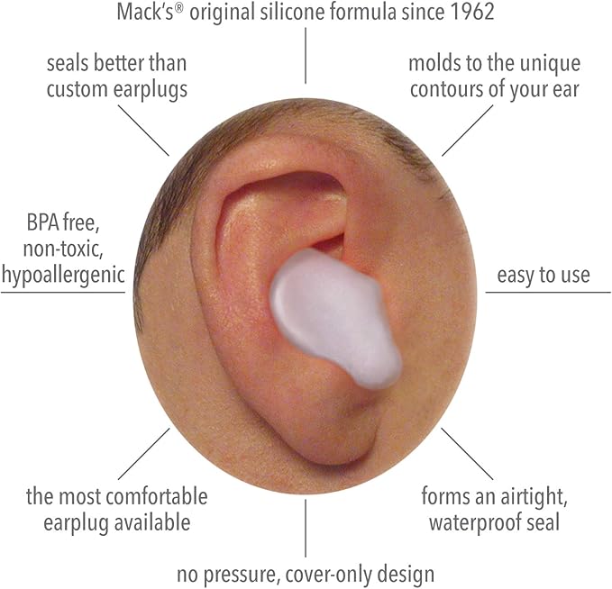 Mack's Pillow Soft Silicone Earplugs - 6 Pair (Pack of 2), Value Pack – The Original Moldable Silicone Putty Ear Plugs for Sleeping, Snoring, Swimming, Travel, Concerts and Studying