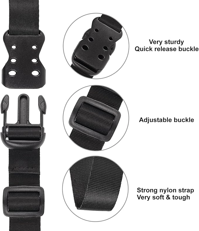 Ayaport Utility Straps with Buckle 72" Quick-Release Adjustable Nylon Straps Black 4 Pack