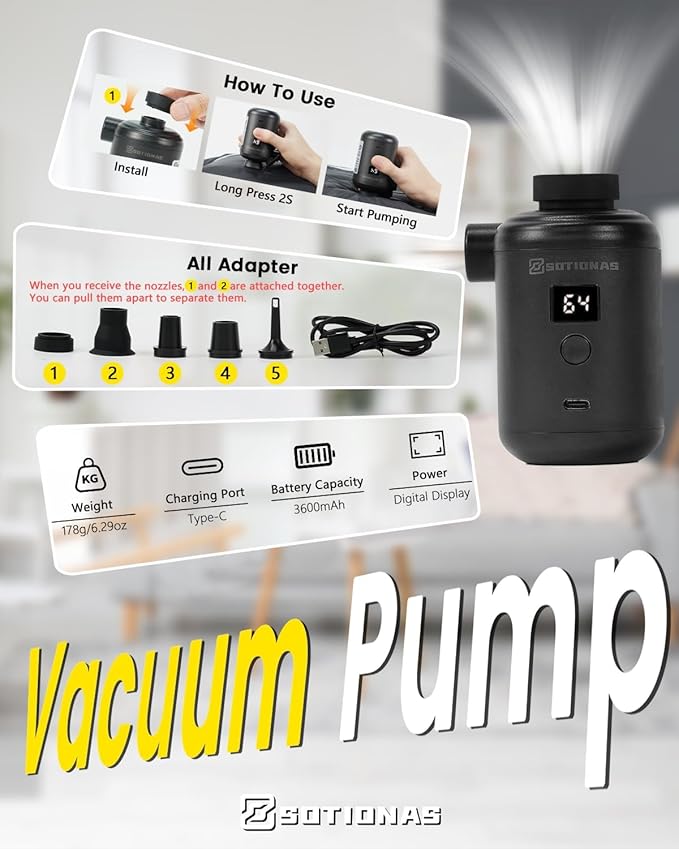 2Pack Vacuum Seal Bags For Clothing Travel With Wireless Pump | Waterproof Reusable Compression Bags with Shoulder Strap for Luggage and Suitcase, Space Saver Vacuum Seal Packing Cubes for Clothes