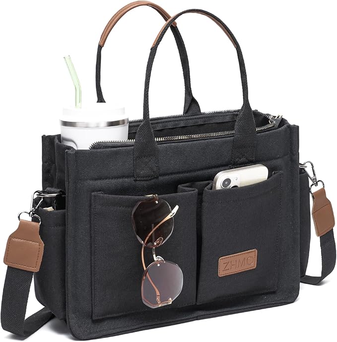 ZHMO Canvas Tote Bag for Women,Women's Bags Crossbody Bags Work Laptop Tote Bag Large Handbags Purse for Travel Nurse Teacher
