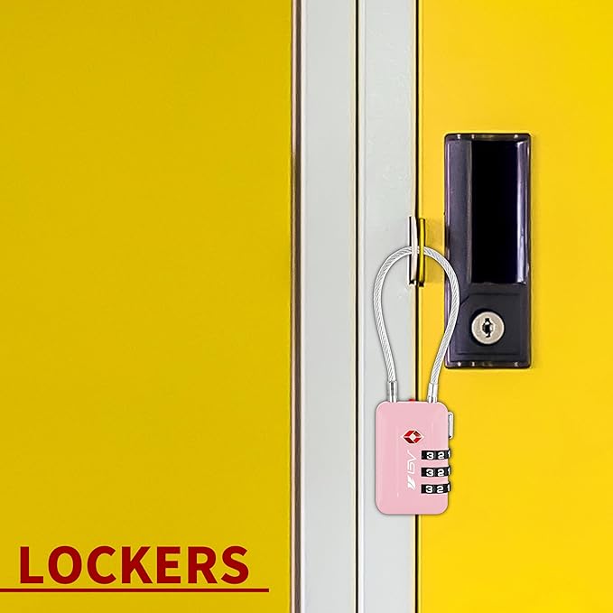 TSA Accepted Luggage Travel Lock, Set-Your-Own Combination Lock for School Gym Locker, Golf Bag, Luggage Suitcase Baggage Locks, Filing Cabinets, Toolbox, Case (Pink, 2 Pack)