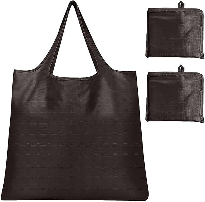 Washable Large Foldable Shopping Bag, Waterproof Reusable Grocery Bag Holder,for Shopping Reusable Tote Bags Large 50LBS,Tote Bags Nylon Bags(Coffee+Coffee)
