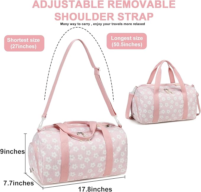 BLUBOON Duffle Bag Girls Kids Cute Gym Bag with Shoes Compartment & Wet Separation Waterproof Sports Overnight Travel Bag