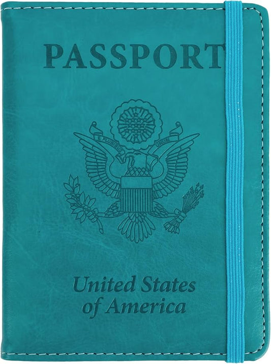 Passport Holder for Travel, Passport Holde Passport Cover Wallet Travel Passport Holders Must Haves for Women Men, PU Leather Passport Book Card Holder Case,Travelling Essentials, Green