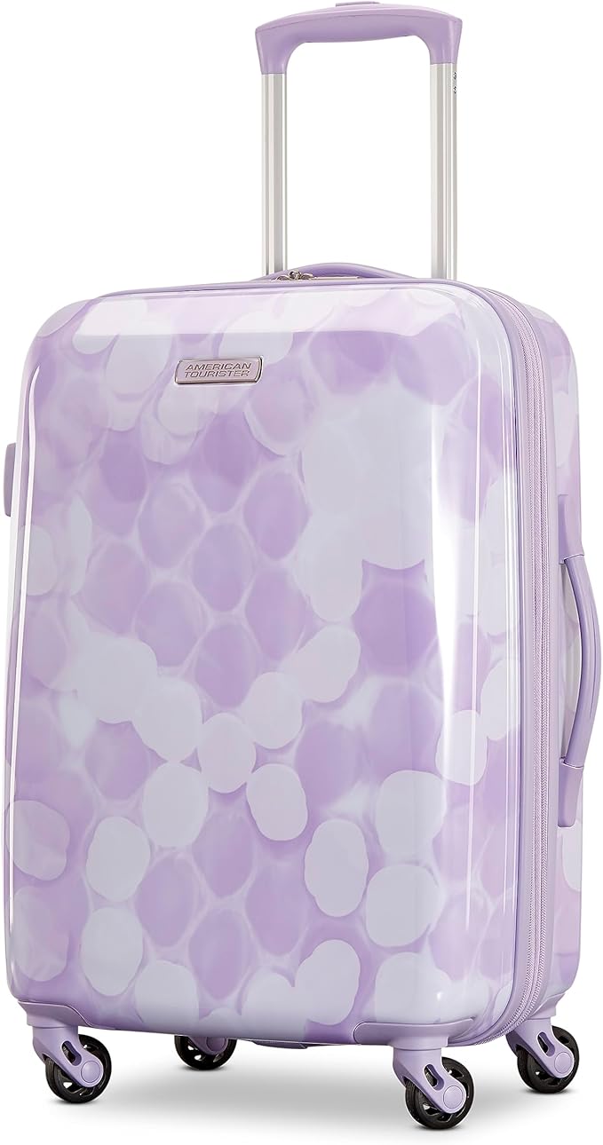 American Tourister Moonlight Hardside Expandable Luggage with Spinner Wheels, Lavender Maze, Carry-On 21-Inch