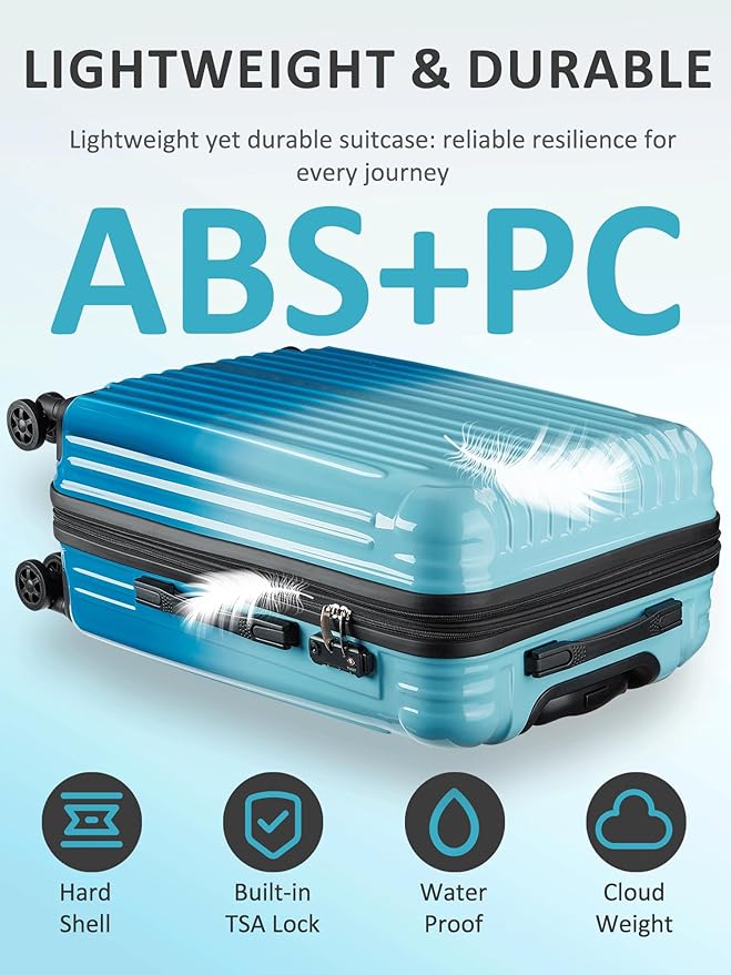 Carry on Luggage 2 Piece（20in/24inch - Airline Approved Suitcases with Spinner Wheels, Built-In TSA Lock，Hard Shell Expandable Suitcases