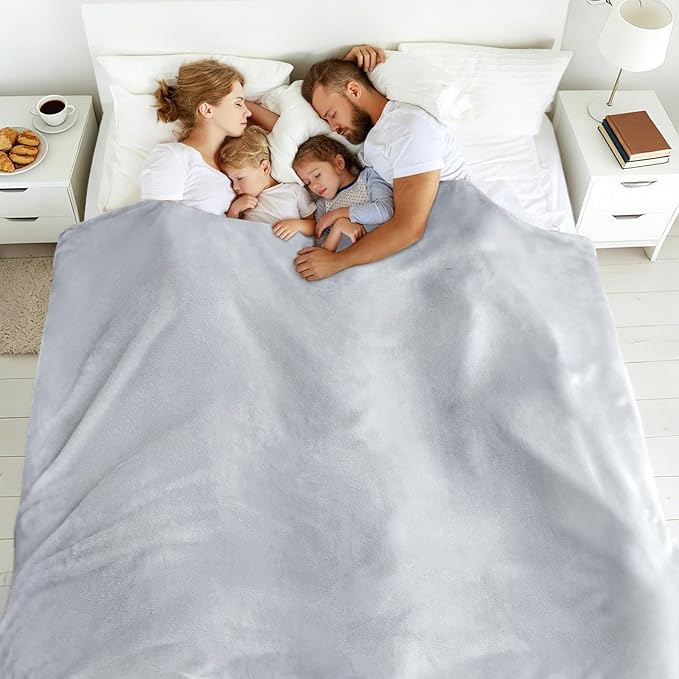 Oversized Blanket 120x120 Inches, Giant Huge Companion for Bed, Sofa, Travel and Camping, Extra Large Big Soft Blanket Fits The Whole Family and Outdoor Campaign, Light Grey