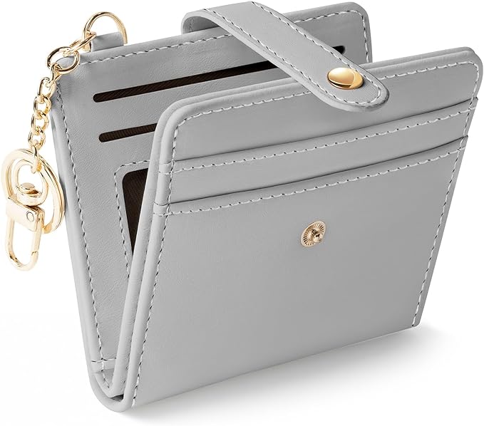 Jogjam Grey Rfid Ladies Wallet, Small Slim Thin Compact Credit Card Women Wallet, PU Leather Bifold Cash Zipper Coin Pocket ID Window for Female