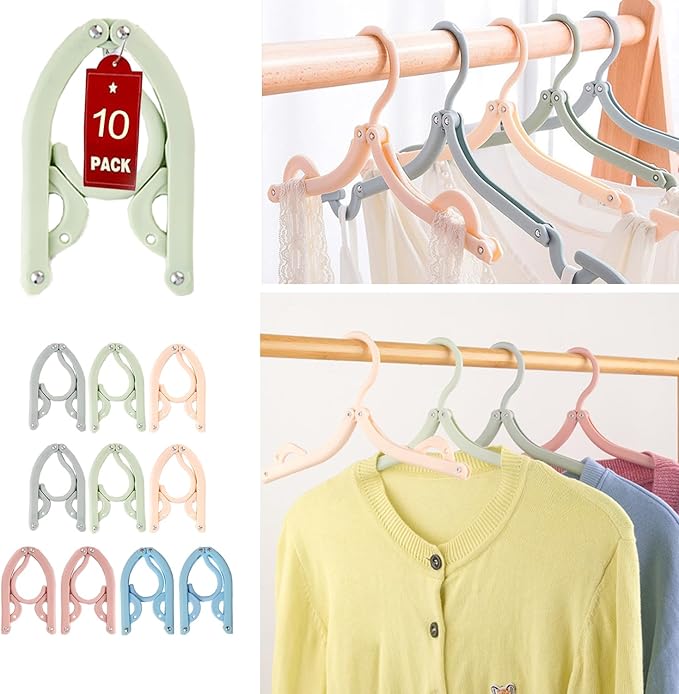 10Pcs Travel Hangers for Cruise Foldable Hangers - Portable Folding Clothes Hangers Travel Accessories Foldable Clothes Drying Rack Cruise Essentials