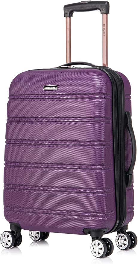 Rockland Melbourne Hardside Expandable Spinner Wheel Luggage Set, Purple, Carry-On 20-Inch and Tote 14-Inch