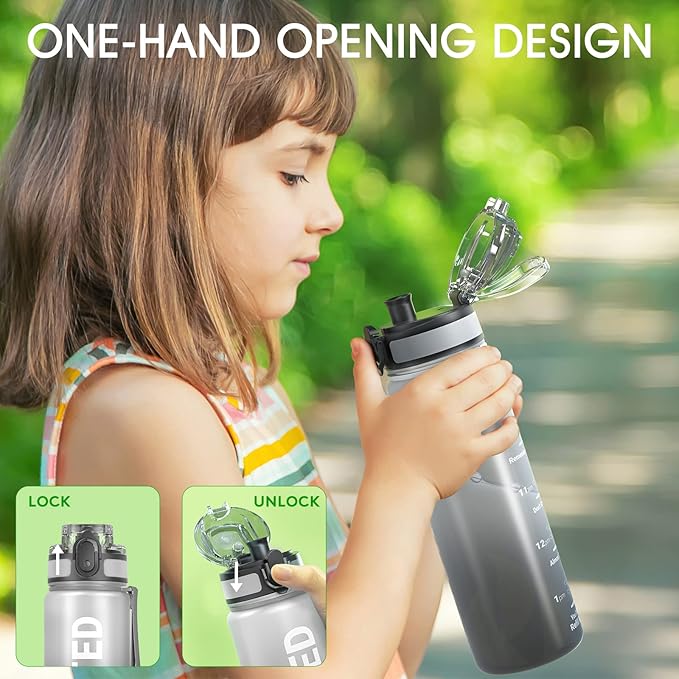 Sahara Sailor Water Bottle 17oz, Durable and Leakproof Water Bottles Motivational with Time Marker, Tritan, BPA Free, Wide Mouth with Easy Clean Brush for Gym, Travel, Home, School, Office (1 Bottle)