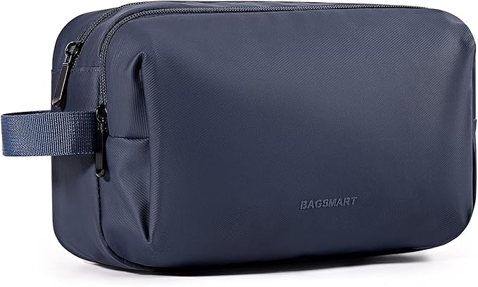 BAGSMART Toiletry Bag for Men, Travel Toiletry Organizer Dopp Kit Water-resistant Shaving Bag for Toiletries Accessories, Door Room Essentials,Navy Blue-basic