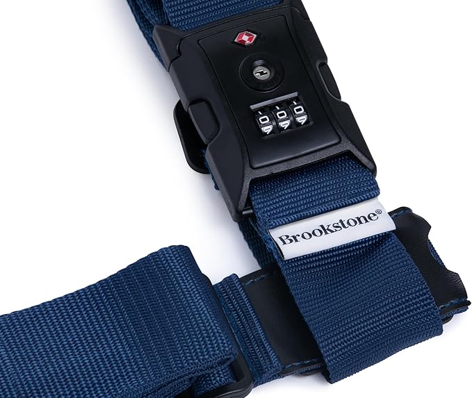 Brookstone Luggage Strap - 2-in-1 TSA-Approved Expandable Luggage Straps for Suitcases with Keyless 3-Digit Combination Lock, Size One Size, Blue