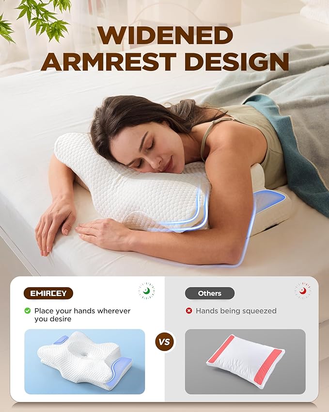 Sleep Doctor Approved Cervical Neck Pillow Sleeping, Ergonomic Contour Side Sleeper Pillows Adults, Cooling Orthopedic Pillow Pain Relief Support, Memory Foam Back Stomach Sleepers White,King