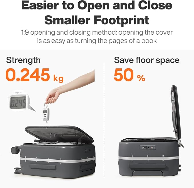 mixi 26 Inch Large Checked Luggage PC Hard Shell Suitcase Top Opening Aluminum Frame Travel Suitcases with Wheels, Rock Gray