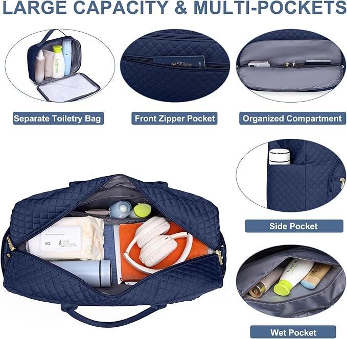 Travel Duffle Weekender Bags for Women - Weekend Bag Women with Shoe Compartment Carry On Overnight Bag with Toiletry Bag Duffel Bags Wet Pocket for Gym Hospital Bags for Labor and Delivery