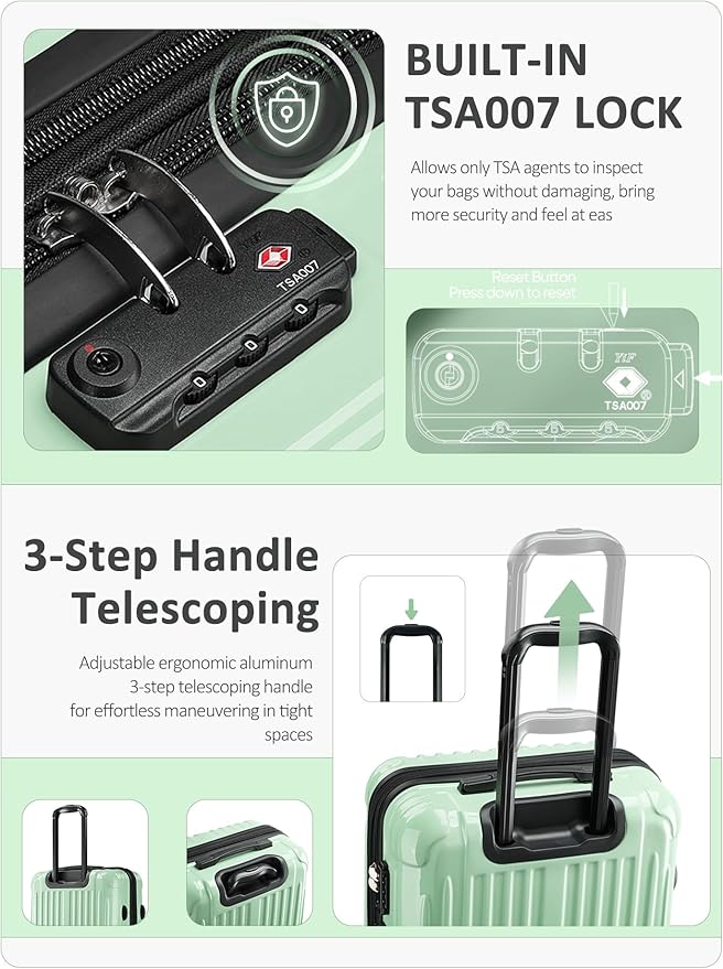 Carry on Luggage 2 Piece（20in/24inch - Airline Approved Suitcases with Spinner Wheels, Built-In TSA Lock，Hard Shell Expandable Suitcases