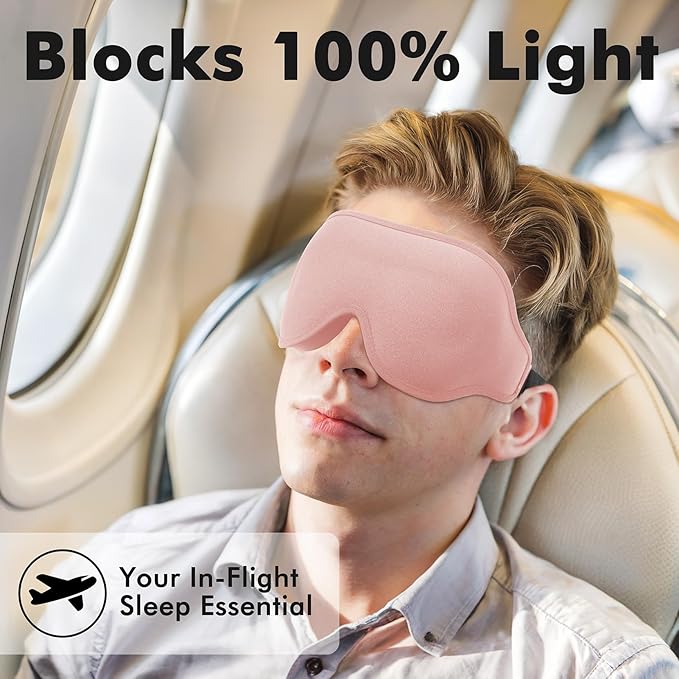 Weighted Eye Mask for Sleeping, 3D Contoured Sleep Mask Blackout with Adjustable Strap, Lash Extensions Sleeping Mask for Travel, Eye Cover Blindfold for Men Women (Pink, 4.6oz)