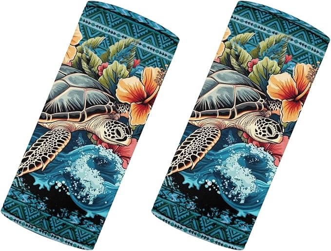 BIGCARJOB Blue Sea Turtle Luggage Handle Wrap for Suitcase,2 Pcs Personalized Door Handle Protector Covers Luggage Handle Wraps Protection Cover for Women