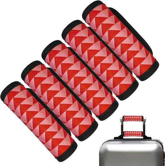 5 Pack Luggage Handle Wrap, Neoprene Suitcase Handle Cover, Bright Color Luggage Identifier for Easy Airport Pickup, Soft Grip Travel Accessories for Cruise Airplane, Red